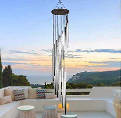 PARADIGM pictures home decoration items- 18 pipe windchime with good sound Aluminium, Wood Windchime(32 inch, Silver)