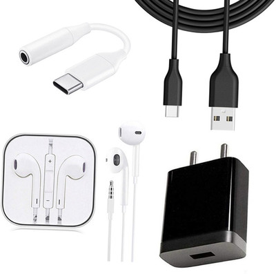 DAKRON Wall Charger Accessory Combo for Realme 6i(Black)