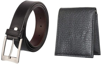 Shahs collections Wallet & Belt Combo(Black)