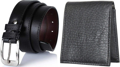 Shahs collections Wallet & Belt Combo(Black)