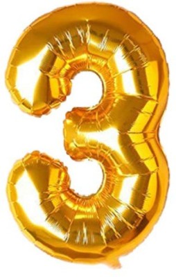 Jolly Party Solid Golden Special Number Foil Balloon - 3 Letter Balloon(Gold, Pack of 1)