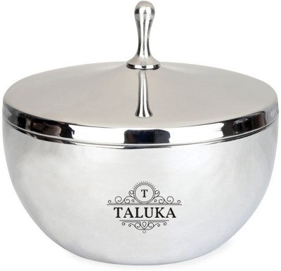 TALUKA Steel Dessert Bowl Stainless Steel Mirror polish Serving Bowls with Knob Lid, 17Cm, Silver(Pack of 1, Silver)