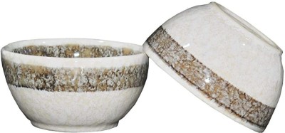 caffeine Ceramic Vegetable Bowl Ceramic Handmade Cream patta katori Bowl(Pack of 2, White)