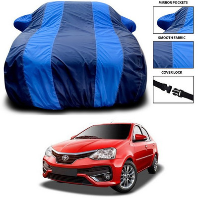 ANTHUB Car Cover For Toyota Platinum Etios (With Mirror Pockets)(Blue)