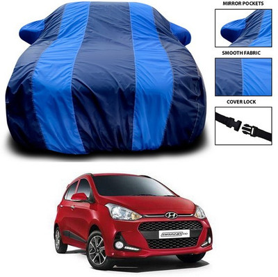 ANTHUB Car Cover For Hyundai Grand i10 (With Mirror Pockets)(Blue)