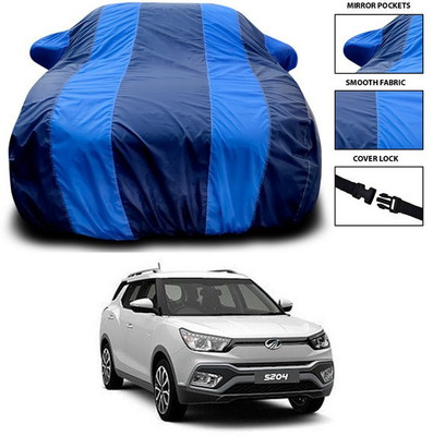 SEBONGO Car Cover For Mahindra S204 (With Mirror Pockets)(Blue)