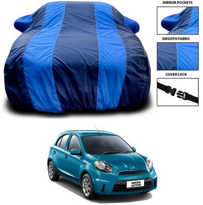 ANTHUB Car Cover For Nissan Micra Active (With Mirror Pockets)(Blue)