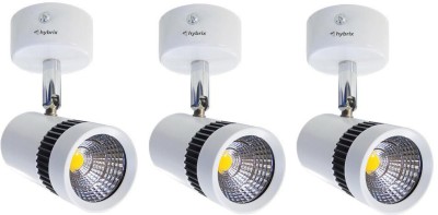 Hybrix LED Spot Light, Track light (6 WATT) Surface mounted Ceiling Light, Focus Light, Down Light, Natural Warm White Color, Bridge Lux Optical COB LED, Tiltable (PACK OF 3) Track Lights Ceiling Lamp(White)