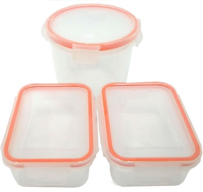 Incrizma Plastic Fridge Container  - 800 ml, 400 ml(Pack of 3, Red)