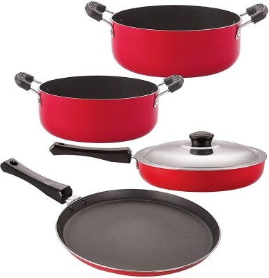 NIRLON FT12_FP12_CS20_CS24 Non-Stick Coated Cookware Set(PTFE (Non-stick), Aluminium, 4 - Piece)