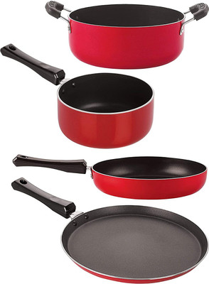 NIRLON FT12_FP10_SP(M)_CS24 Non-Stick Coated Cookware Set(PTFE (Non-stick), Aluminium, 4 - Piece)