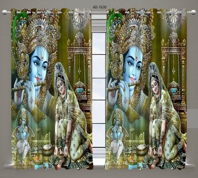 BLENZZA DECO 152 cm (5 ft) Polyester Semi Transparent Window Curtain (Pack Of 2)(Printed, Radha Krishna 2)