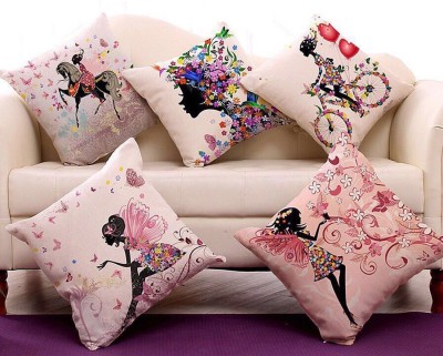 swasiya Printed Cushions Cover(Pack of 5, 40 cm*40 cm, Multicolor)