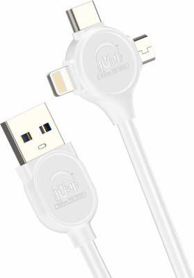 U&i Micro USB Cable 2 A 1 m Eye Series 3 in 1 High Quality 1M 2.4A Data Cable UiDC-1521(Compatible with All Android Devices, White, One Cable)
