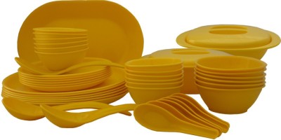 Incrizma Pack of 44 PP (Polypropylene) Dinner Set(Yellow, Microwave Safe)