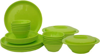 Incrizma Pack of 28 PP (Polypropylene) Dinner Set(Green, Microwave Safe)