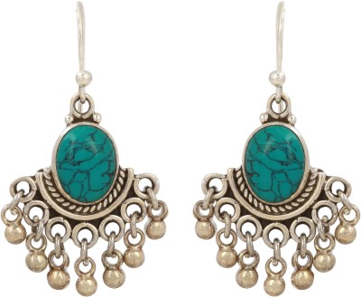 Ratnavali Arts Natural Reconstructed Turquoise Gemstone 92.5 Sterling Silver Earring For Woman...