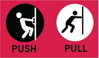 VVWV PUSH PULL SIGN STICKER Emergency Sign