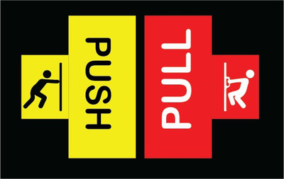 VVWV PUSH PULL SIGN STICKER Emergency Sign