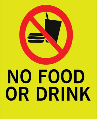 VVWV NO FOOD OR DRINK SIGN STICKER Emergency Sign