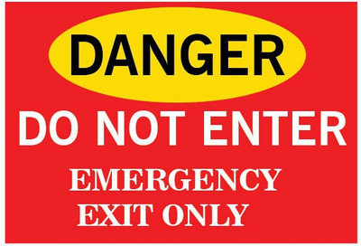 VVWV DANGER DO NOT ENTER EMERGENCY EXIT ONLY SIGN STICKER Emergency Sign