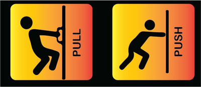 VVWV PUSH PULL SIGN STICKER Emergency Sign