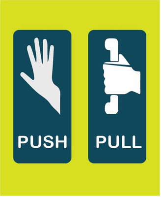 VVWV PUSH PULL SIGN STICKER Emergency Sign