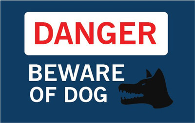 VVWV BEWARE OF DOG DANGER SIGN STICKER Emergency Sign