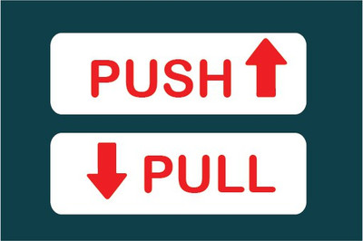 VVWV PUSH PULL SIGN STICKER Emergency Sign