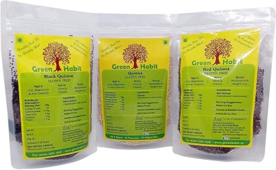 greenhabit Gluten Free White Quinoa, Red Quinoa Black Quinoa Trio Pack (500) Quinoa(500 g, Pack of 3)