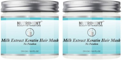 Nutriment Beauty With Nature Milk Extract Keratin Hair Mask,250gm each, Repairs hair Damage, Deeply Conditions Hair, Gives Healthier and Shinner and Volumizes Hair With Godness of Argan Oil, Tea Tree Extract, No Paraben, Suitable All Hair Types, Pack of 2(250 g)