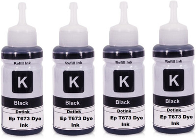 For Ep T673 Dye Ink Compatible EcoTank Inkjet Printer Epson L1800, L805, L800, L810, L850 Printer (4*70 ml) Black Ink Bottle