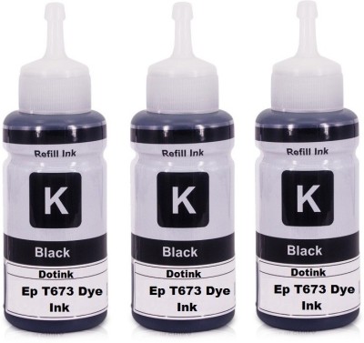 Refill Ink For Ep T673 Dye Ink Compatible EcoTank Inkjet Printer Epson L1800, L805, L800, L810, L850 Printer (3*70 ml) Black Ink Bottle