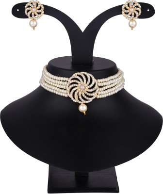Padmavati Bangles Alloy Gold-plated White Jewellery Set(Pack of 1)