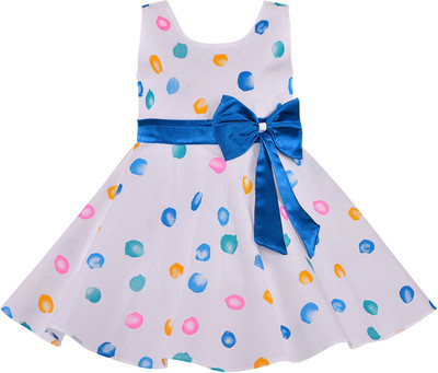 Wishkaro Girls Midi/Knee Length Casual Dress(Blue, Sleeveless)