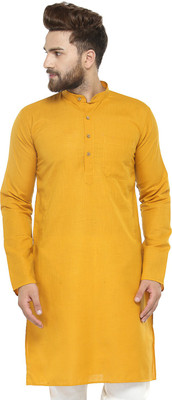 Jompers Men Solid Straight Kurta(Yellow)