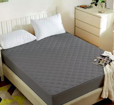 rakhi home décor Fitted Single Size Breathable, Stretchable, Waterproof Mattress Cover(Grey)