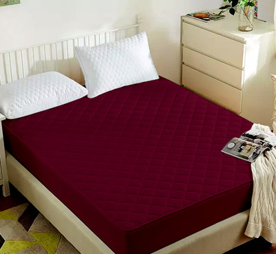 Luxurious Life Fitted Single Size Breathable, Stretchable, Waterproof Mattress Cover(Maroon)
