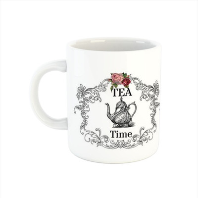 Ser Ak Coffee With Tea Time Design Ceramic Coffee Mug(325 ml)