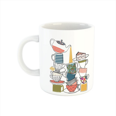 Ser Ak Coffee With Breakfast Design Ceramic Coffee Mug(325 ml)