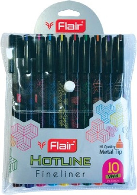 FLAIR Hotline Fineliner Pen(Pack of 10, Multicolor)