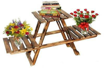 Giftoshopee Multi Purpose Folding Table For Flower / Plants Plant Container Set (Wood) Plant Container Set (Wood) Plant Container Set(Wood)