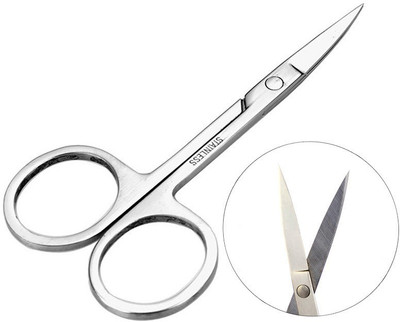 Ghelonadi Professional Nail Scissor Manicure for Nails Eyebrow Nose Eyelash Cuticle Scissors Curved Pedicure Makeup Tools Stainless Steel (1 PCS) Scissors(Set of 1, Silver)