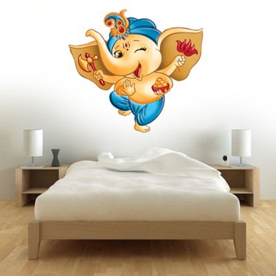 AH Decals 60.96 cm 3d Lord Ganesha wall sticker Self Adhesive Sticker(Pack of 1)