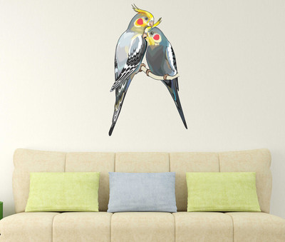 HAPPYSTICKY 85 cm love Birds Removable Sticker(Pack of 1)