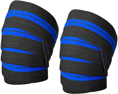 Leosportz Weightlifting Knee Wraps for Gym Squats Knee Support(Red, Black)