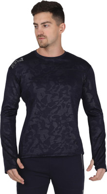 ROXBURGHI Printed Men Round Neck Dark Blue T-Shirt