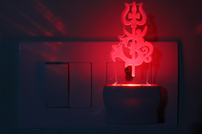 AFAST 3D Illusion Hindu God OM With Holy Trident LED Night Lamp Night Lamp(10 cm, White)