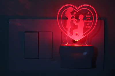 AFAST 3D Illusion Purposal Of Couple LED Night Lamp Night Lamp(10 cm, White)