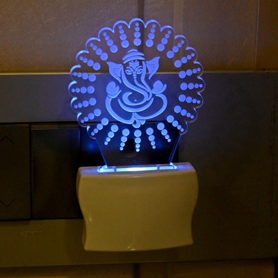 Somil 3D Illusion Ganesh Ji Center In Design Multi Color LED Night Lamp Night Lamp(10 cm, Multicolor)